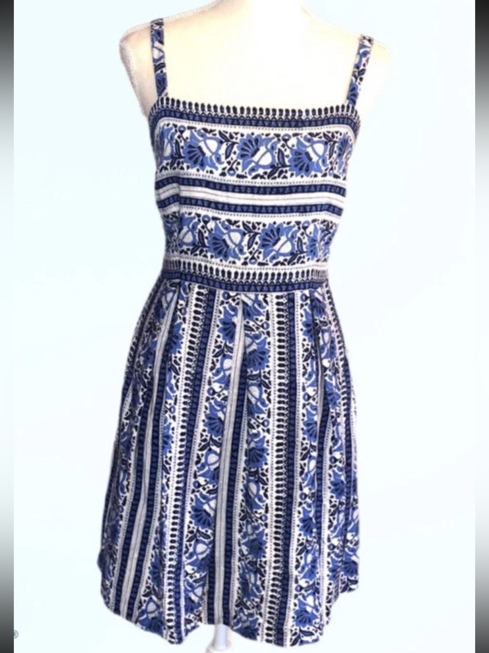 Loft blue and white Grecian dress